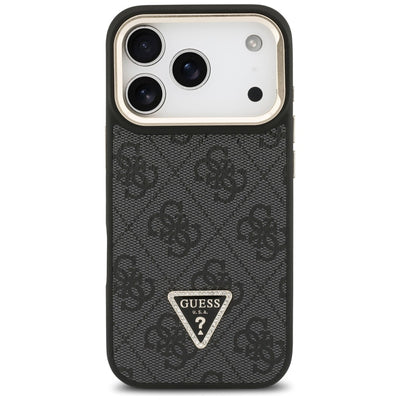 Guess 4G PU Triangle Logo & Stand Camera Magsafe Case for iPhone 17 Pro - Black