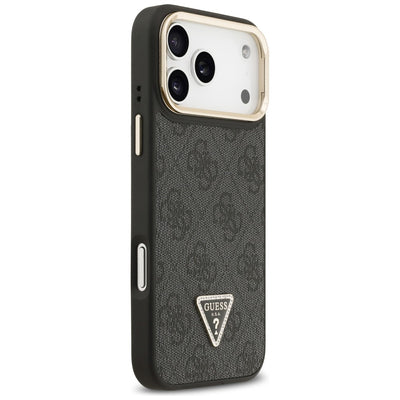 Guess 4G PU Triangle Logo & Stand Camera Magsafe Case for iPhone 17 Pro Max - Black