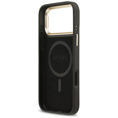 Guess 4G PU Triangle Logo & Stand Camera Magsafe Case for iPhone 17 Pro Max - Black