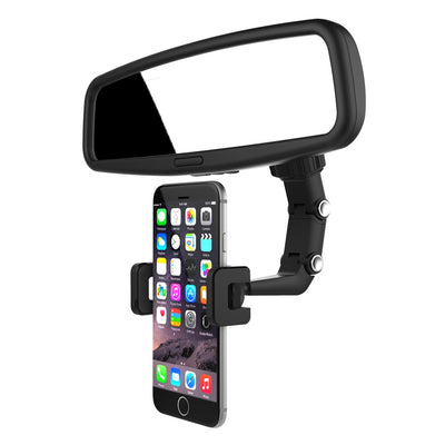 Adjustable car rearview mirror holder for smartphone black — Hurtel