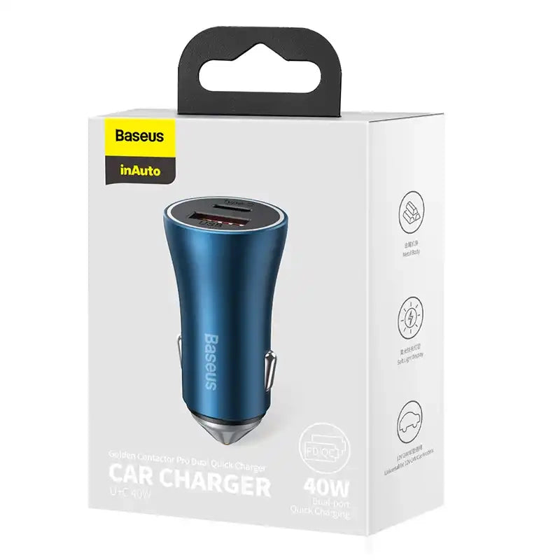 Baseus Golden Contactor Pro car charger, USB + USB-C, QC4.0+, PD, SCP, 40W (blue) - Product Image 7