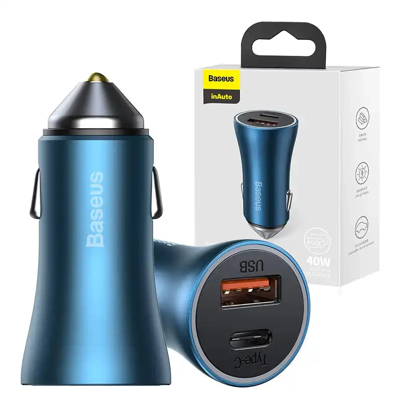 Baseus Golden Contactor Pro car charger, USB + USB-C, QC4.0+, PD, SCP, 40W (blue) - Product Image 9
