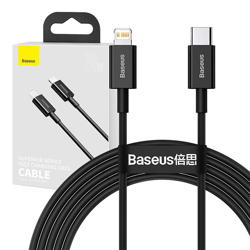Baseus Superior Series Cable USB-C to iP, 20W, PD, 2m (black) - Product Image 1