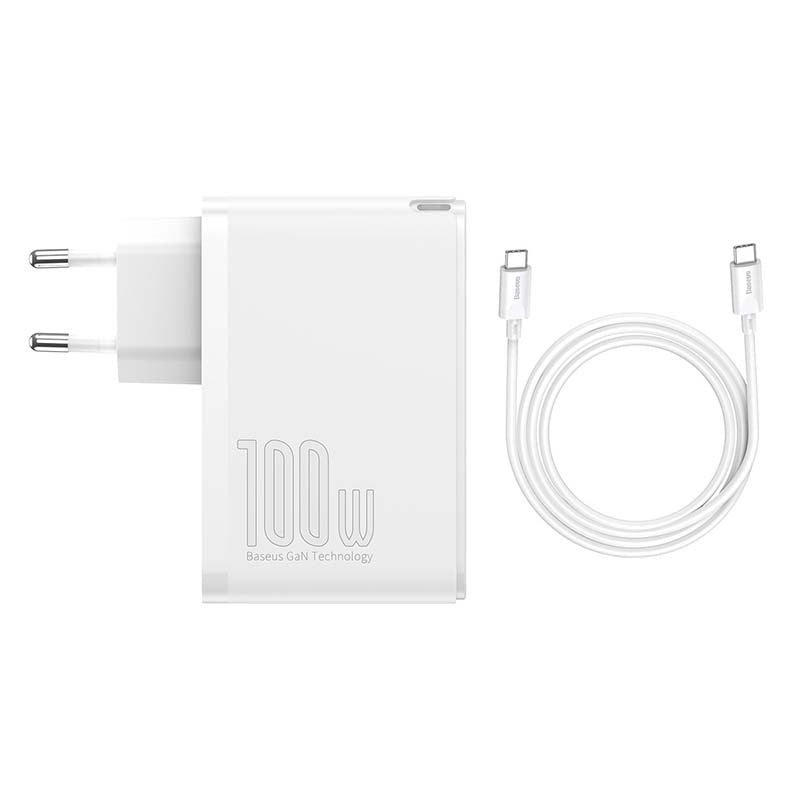 Travel Charger Baseus GaN2 Pro Quick 2x USB + 2x USB-C, 100W, EU (white) - Product Image 1