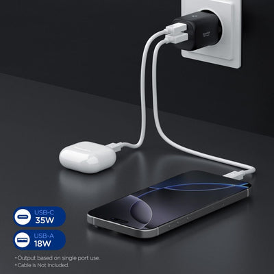 Spigen Essential EE352EU USB-C / USB-A 35W Wall Charger - Black