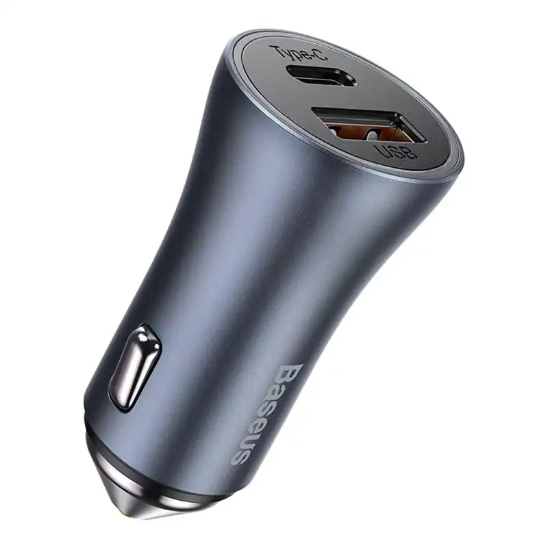 Ładowarka samochodowa Baseus Golden Contactor Pro, USB + USB-C, QC4.0+, PD, SCP, 40W (szara) + kabel USB do USB-C 1m (czarny) - Product Image 2