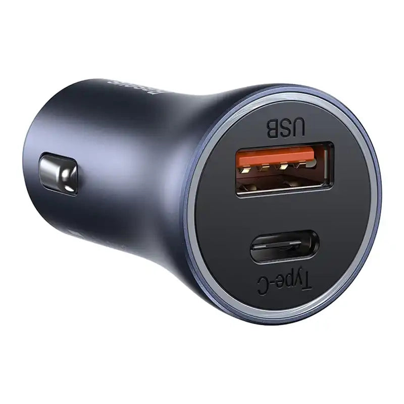 Ładowarka samochodowa Baseus Golden Contactor Pro, USB + USB-C, QC4.0+, PD, SCP, 40W (szara) + kabel USB do USB-C 1m (czarny) - Product Image 4