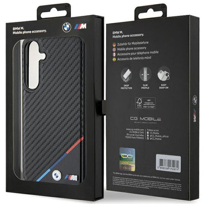 BMW Carbon Tricolor Line MagSafe Case for Samsung Galaxy S24+ - Black