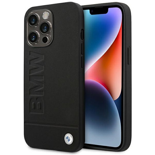 BMW Leather Stamp Case for iPhone 14 Pro - Black