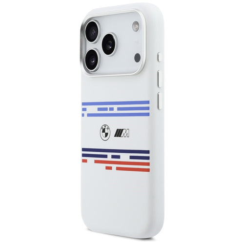 BMW M Silicon Horizontal Line MagSafe Case for iPhone 17 Pro - White