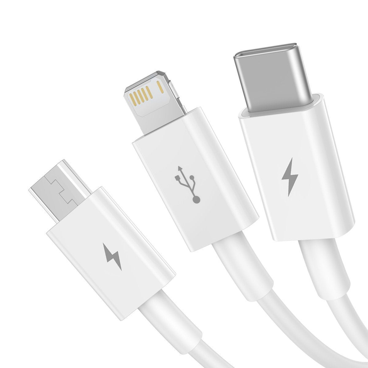 USB cable 3in1 Baseus Superior Series, USB to micro USB / USB-C / Lightning, 3.5A, 1.5m (white) - Product Image 3