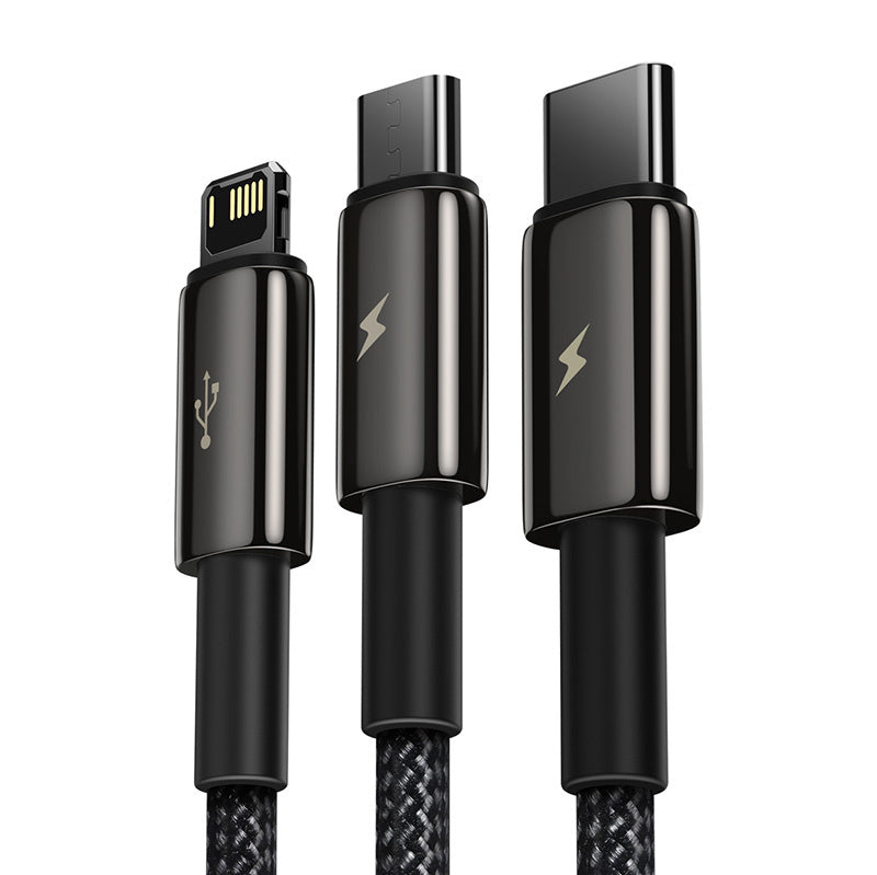 USB cable 3in1 Baseus Tungsten Gold, USB to micro USB / USB-C / Lightning, 3.5A, 1.5m (black) - Product Image 3