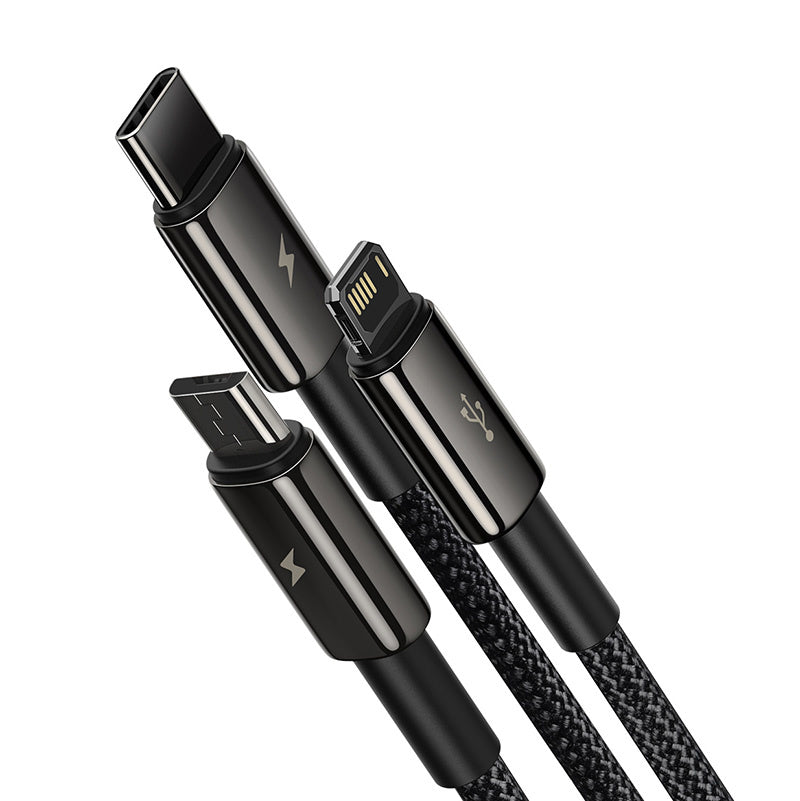 USB cable 3in1 Baseus Tungsten Gold, USB to micro USB / USB-C / Lightning, 3.5A, 1.5m (black) - Product Image 6