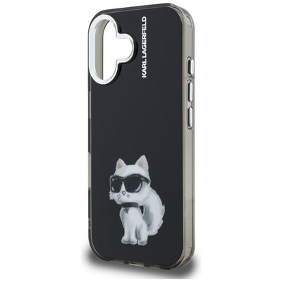 Karl Lagerfeld IML Aquarelle Choupette & Logo iPhone 16 Case - Black