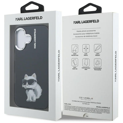 Karl Lagerfeld IML Aquarelle Choupette & Logo iPhone 16 Case - Black