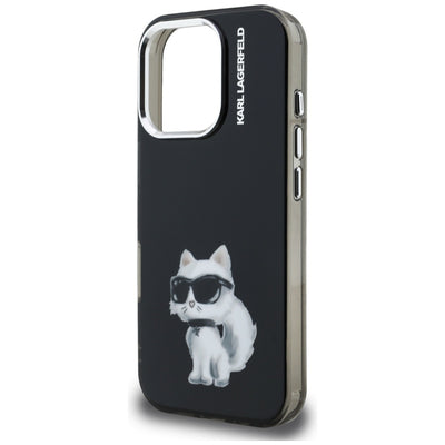 Karl Lagerfeld IML Aquarelle Choupette & Logo Case for iPhone 16 Pro Max - Black
