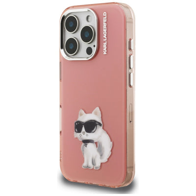 Karl Lagerfeld IML Aquarelle Choupette & Logo Case for iPhone 16 Pro Max - Pink