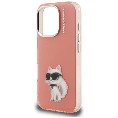 Karl Lagerfeld IML Aquarelle Choupette & Logo Case for iPhone 16 Pro Max - Pink