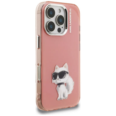 Karl Lagerfeld IML Aquarelle Choupette & Logo iPhone 16 Pro Case - Pink