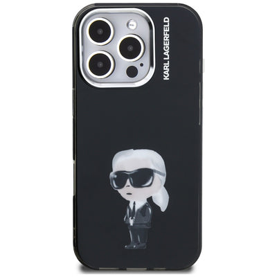 Karl Lagerfeld IML Aquarelle Karl & Logo MagSafe Case for iPhone 16 Pro - Black