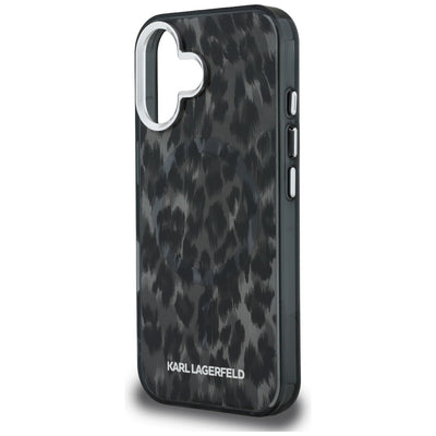 Karl Lagerfeld IML Leopard Pattern MagSafe Case for iPhone 16 - Black