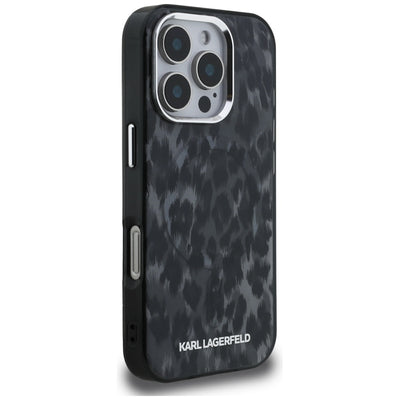 Karl Lagerfeld IML Leopard Pattern MagSafe Case for iPhone 16 Pro Max - Black