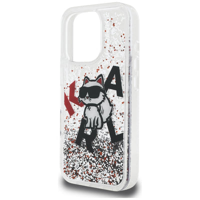 Karl Lagerfeld Liquid Glitter Choupette Logo Case for iPhone 16 Pro - Clear