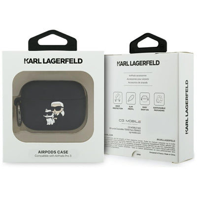 Karl Lagerfeld Silicone Karl & Chaupette Head 3D Case for AirPods Pro 3 - Black