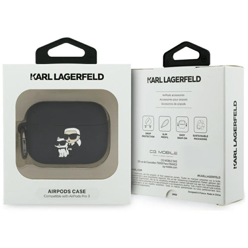 Karl Lagerfeld Silicone Karl & Chaupette Head 3D Case for AirPods Pro 3 - Black