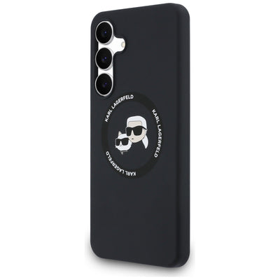 Karl Lagerfeld Silicone Karl & Choupette Heads MagSafe Case for Samsung Galaxy S25 FE - Black