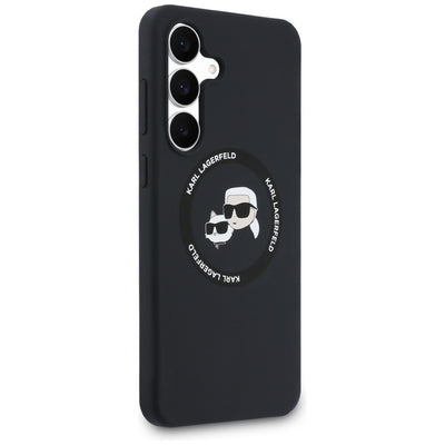 Karl Lagerfeld Silicone Karl & Choupette Heads MagSafe Case for Samsung Galaxy S25 FE - Black