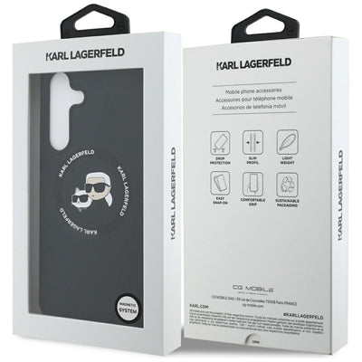 Karl Lagerfeld Silicone Karl & Choupette Heads MagSafe Case for Samsung Galaxy S25 FE - Black