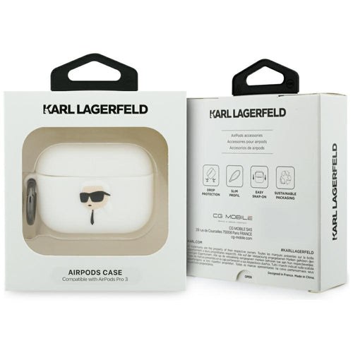 Karl Lagerfeld Silicone Karl Head 3D Case for AirPods Pro 3 - White