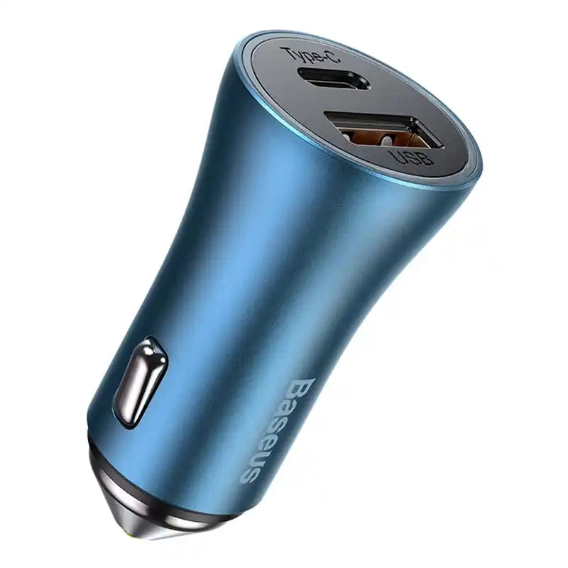 Baseus Golden Contactor Pro car charger, USB + USB-C, QC4.0+, PD, SCP, 40W (blue) + USB-C - Lightning cable 1m (blue) - Product Image 3