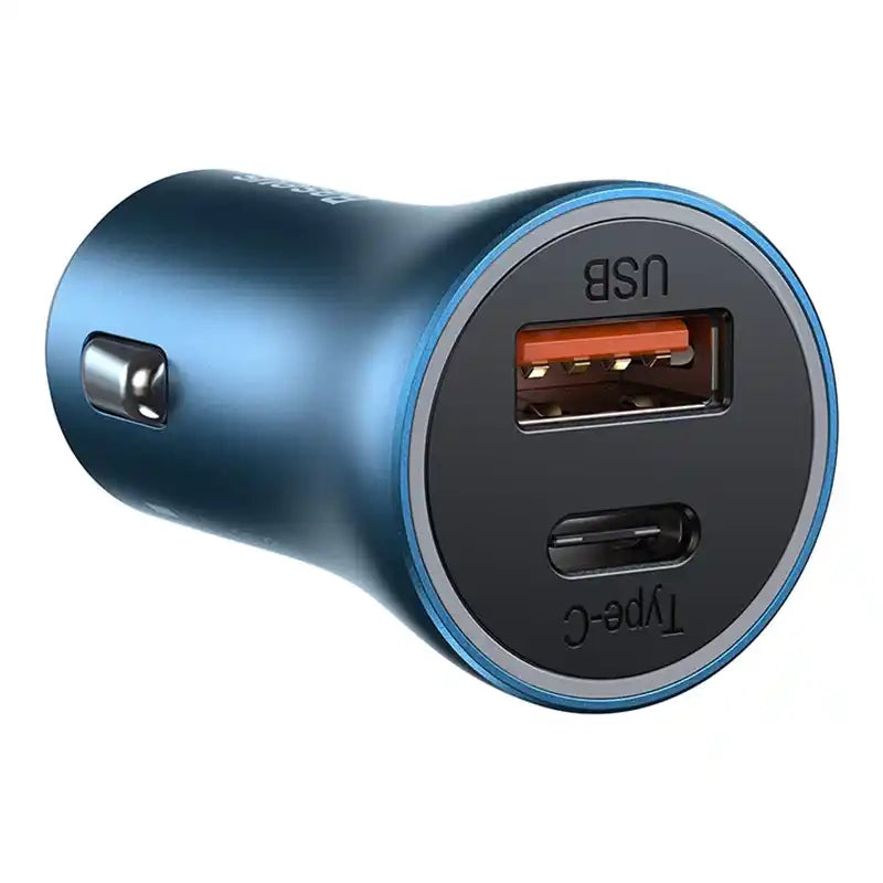 Baseus Golden Contactor Pro car charger, USB + USB-C, QC4.0+, PD, SCP, 40W (blue) + USB-C - Lightning cable 1m (blue) - Product Image 4