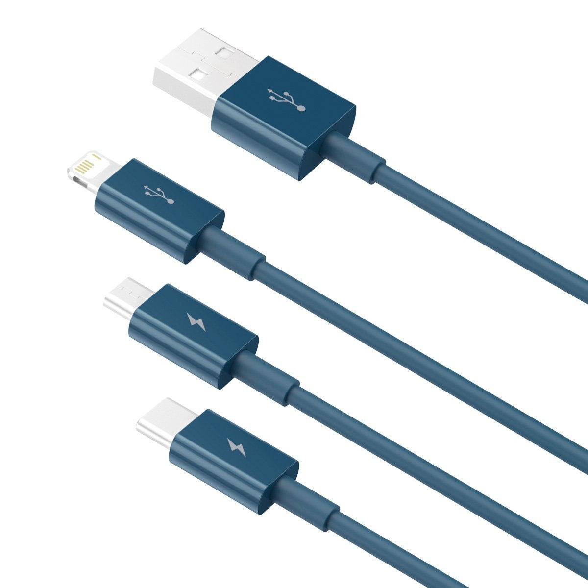 USB cable 3in1 Baseus Superior Series, USB to micro USB / USB-C / Lightning, 3.5A, 1.5m (blue) - Product Image 4