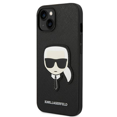 Etui Karl Lagerfeld Saffiano Karl`s Head Patch na iPhone 13 / 14 / 15 - czarne
