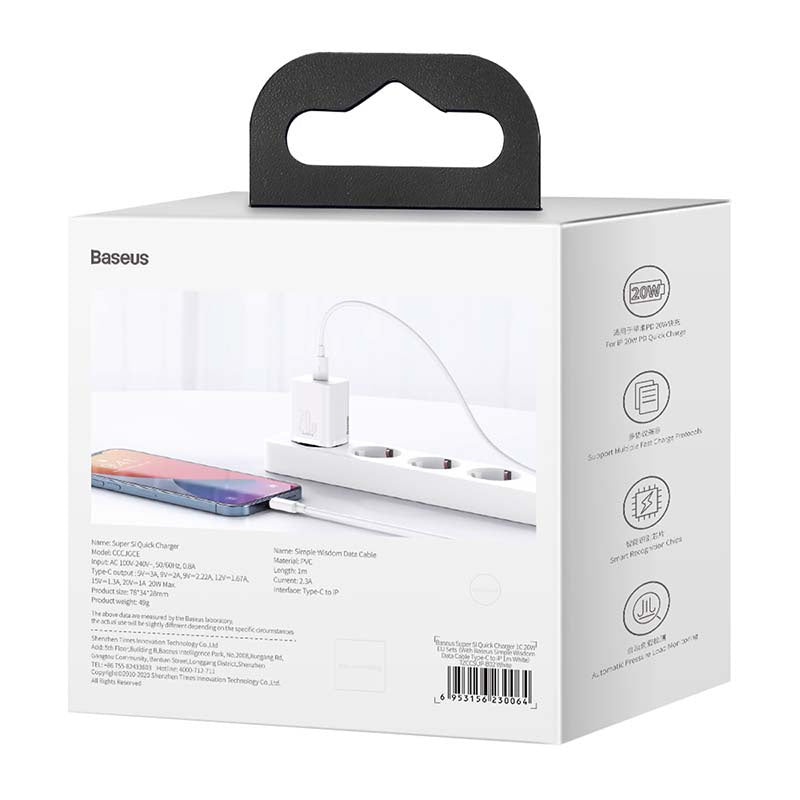 Baseus Super Si Quick Charger 1C 20W with USB-C cable for Lightning 1m (white) - Product Image 9