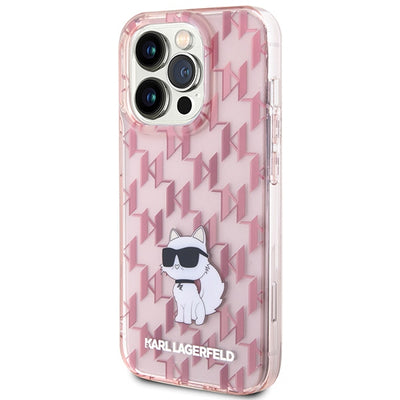 Karl Lagerfeld Monogram Choupette iPhone 15 Pro Case - Pink