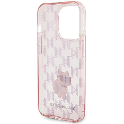 Karl Lagerfeld Monogram Choupette iPhone 15 Pro Case - Pink