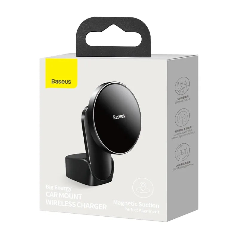 Baseus Big Energy car mount with wireless charger 15W for Iphone 12 / Iphone 13 (Black) - Product Image 7