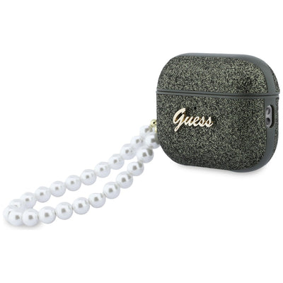 Guess Glitter Pearl Strap Case for AirPods Pro 3 - Black and Glitter