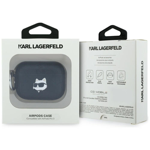 Karl Lagerfeld Monogram Choupette Head Case for AirPods Pro 3 - Black