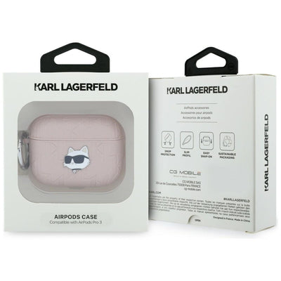 Karl Lagerfeld Monogram Choupette Head Case for AirPods Pro 3 - Pink