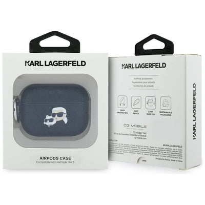 Karl Lagerfeld Monogram Karl & Choupette Head Case for AirPods Pro 3 - Black