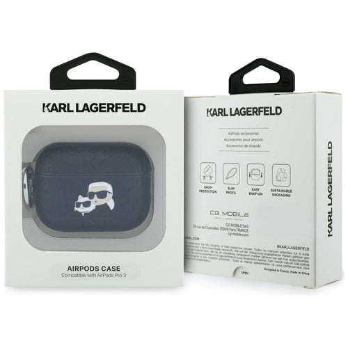 Karl Lagerfeld Monogram Karl & Choupette Head Case for AirPods Pro 3 - Black