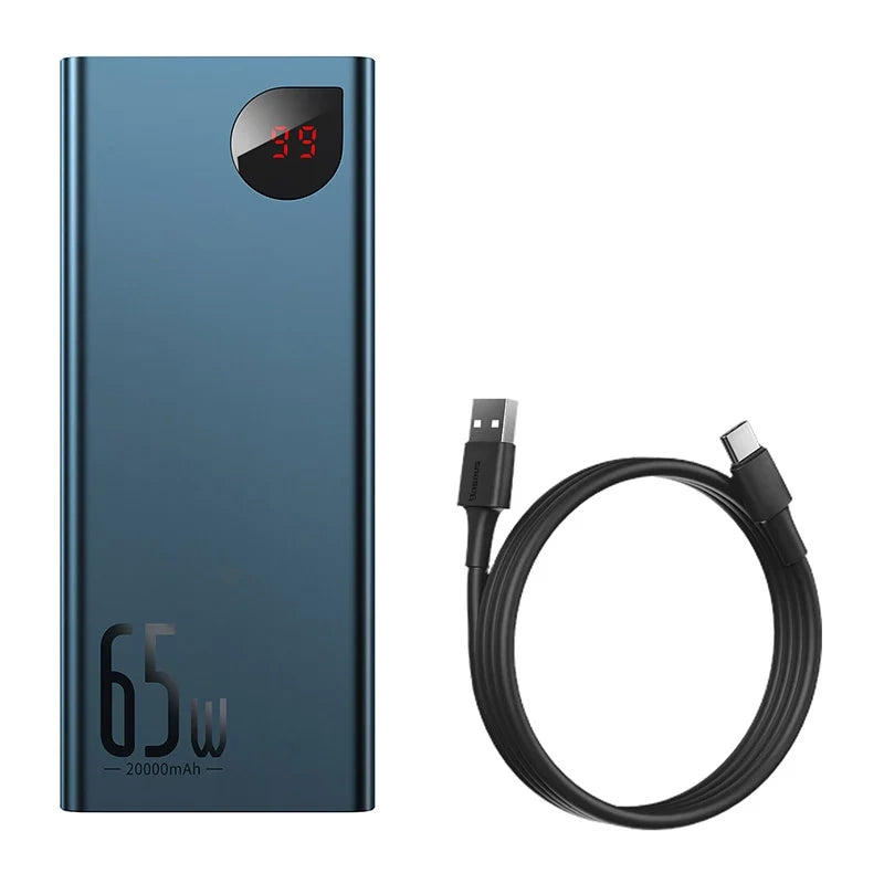 Powerbank Baseus Adaman Metal 20000mAh PD QC 3.0 65W 2xUSB + USB-C + micro USB (Blue) - Product Image 2
