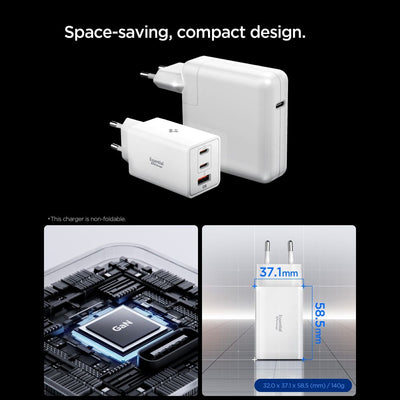 Spigen Essential EE673EU 3-port 67W wall charger - white