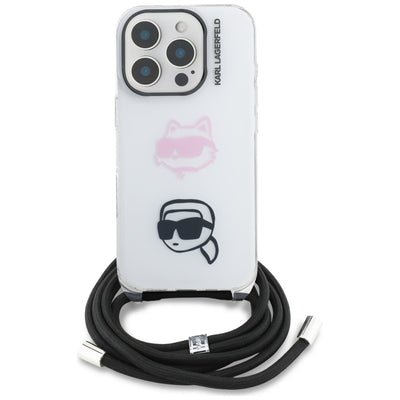 Karl Lagerfeld IML Crossbody Karl&Choupette Head Case for iPhone 16 Pro - White