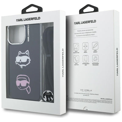 Karl Lagerfeld IML Crossbody Karl&Choupette Head Case for iPhone 16 Pro - Black